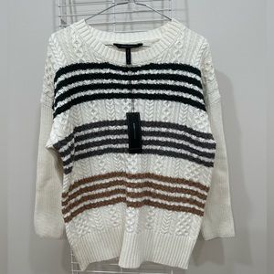 BCBG MAXAZRIA Striped Multi-colored Cable-knit Sweater